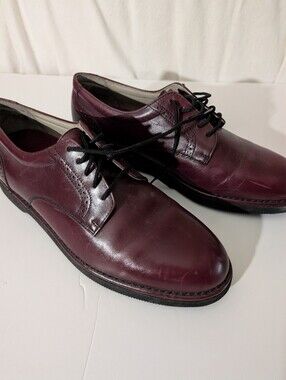 Men's Burgundy Rockport Leather Derby Shoes, 7.5 M